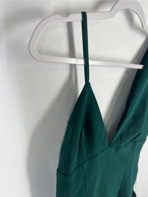 Lulus Emerald Green Asymmetrical Strap Bodycon Mini Dress Size S NWT thumbnail 3