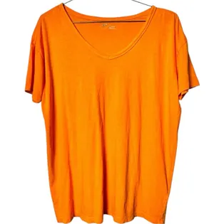 Aerie Oversized Short Sleeve Casual Style Bright Orange V-Neck T-Shirt Sz S thumbnail 1