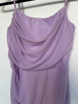 Lilac purple wedding guest dress thumbnail 2