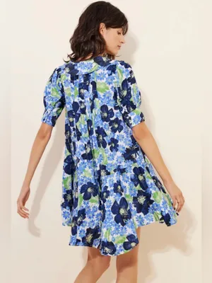 NWT Free People Moon Chaser Tiered Floral Puff Sleeve Collared Shift Minidress thumbnail 3