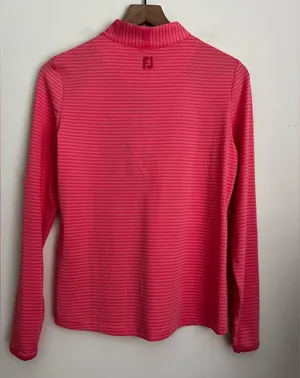 FootJoy Women's Half Zip Tonal Stripe Bright Coral Golf long sleeve XS thumbnail 2
