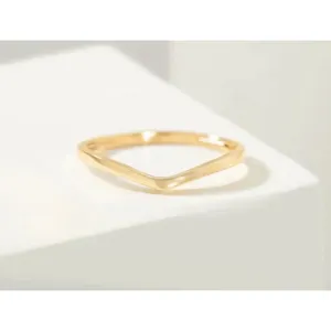 14k‎ Gold Filled S925 V Shaped Curve Band Ring, Size 6 thumbnail 6
