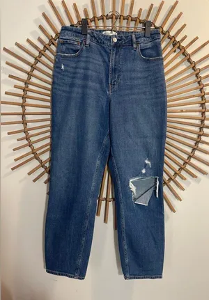 Abercrombie & Fitch Women’s High Rise The Mom Jean Curve Love in Dark Destroy 29 thumbnail 2