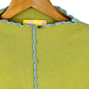 VTG Y2K Urban Outfitters Lettuce Edge Crop Knit Top Indie Mall Core Ribbed‎ Twee thumbnail 5