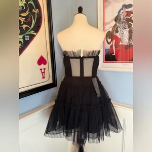 NWT Black BCBGMaxAzria Strapless Tiered Tulle Mini Dress Sz 12 thumbnail 4