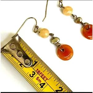 Orange and yellow beaded drop earrings thumbnail 4