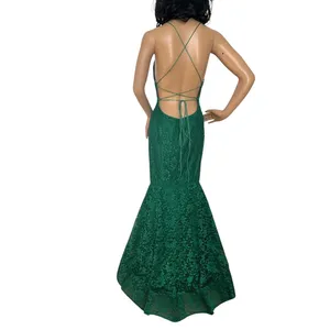 2010s Studio 17 12802 Emerald Beaded Lace Mermaid Prom Gown Open Back Size 8 thumbnail 4