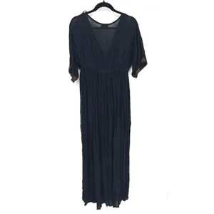 Earthbound Trading Co Black Boho Embroidered Maxi‎ Dress Small Gauze Festival thumbnail 7