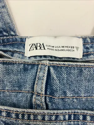 Zara Light Blue Denim Crop Overall Top Womens Size Medium thumbnail 5
