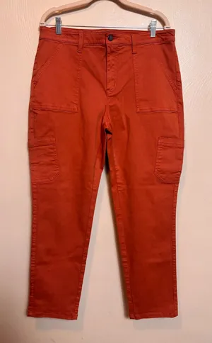 Banana Republic Womens Pants Chino Cargo Sloan Utility Orange Terracotta Size 14 thumbnail 1