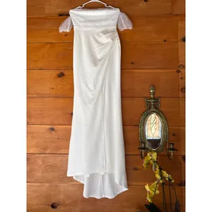 Lulus Profound Glamour Ivory Pearl Off-the-Shoulder Tulip Maxi Dress Bridal Sz M thumbnail 3