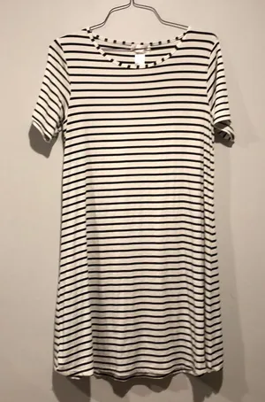 Top it Off Black and White Striped T-Shirt Dress thumbnail 1