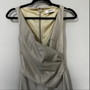 HOUSE OF CB LARIA Ecru Vegan Leather Maxi Dress Size XS thumbnail 5