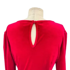 Yumi Kim Tie Me Over Red Velvet Dress Long Sleeve Wrap‎ Tie Size Large thumbnail 9
