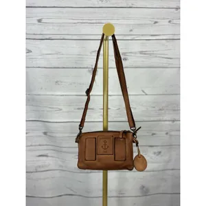 Harbour 2nd Luna Cognac Leather Crossbody Belt Bag Convertible 5 Compartment thumbnail 2