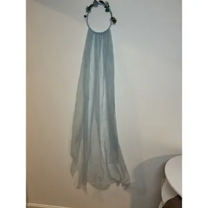 light blue floral crown hoop sheer tulle drape festivals fairy whimsical thumbnail 3