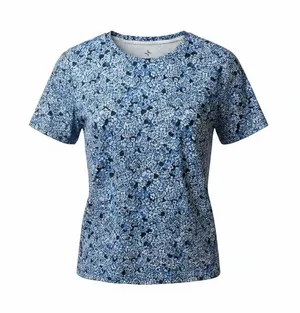 Tuckernuck Tnuck Sport Short Sleeve Floral Top Shirt Round Neck Blue Medium thumbnail 1