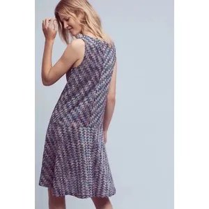 Anthropologie Maeve Shift‎ Dress Chevron Zigzag Multicolor Knit Ruffle S thumbnail 3