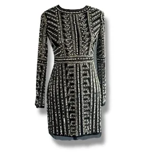 Gianni Bini Black Dani Pearl Silver Sequin Dress size 0 thumbnail 3