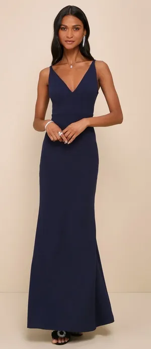 NWT Lulus Melora Navy Blue Sleeveless Maxi Dress Gala Banquet Bridesmaid Size S thumbnail 1