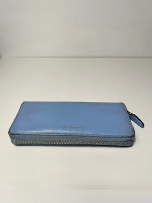 Coach Periwinkle Light Blue Leather Accordion Continental Zip Around Long Wallet thumbnail 7