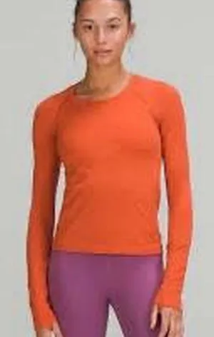 lululemon athletica Long-Sleeve Crewneck Top in Orange thumbnail 1