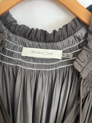 Mustard Seed Charcoal Gray Pleated Tiered Mini Dress thumbnail 4
