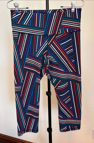 Old Navy Multicolor Striped Capri Leggings - Navy, Blue, Red, Pink thumbnail 1
