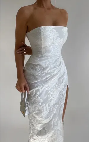 Showpo Midi white jacquard Dress thumbnail 1