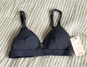 New Lively Mesh Trim Bralette Size XS Smoke Gray thumbnail 1