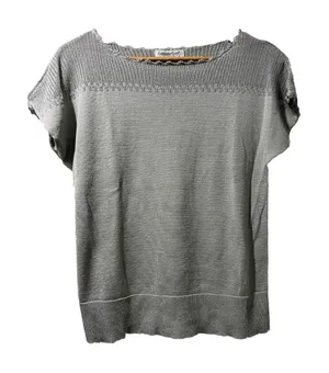 Coldwater Creek womens Sweater Silk shiny Small Silver Metallic Short Sleeve thumbnail 1