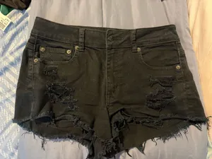 American Eagle Outfitters Black Distressed Jean Shorts thumbnail 1