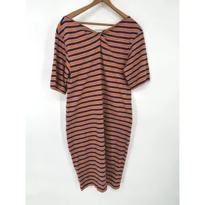 Pact Women's Size M Harvest Stripe Avery Dress‎ Organic Cotton Twist Back Earthy thumbnail 6