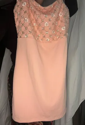 Hello Molly Light Pink Embellished Spaghetti Strapped Lined Mini Dress thumbnail 7