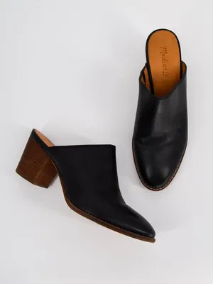 Madewell The Harper Mule Womens 8.5 Black Almond Toe Leather Stacked Block Heel thumbnail 2