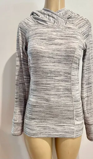Lululemon Think Fast Hoodie Sz 6 Space Dye White Black Silverspoon thumbnail 1