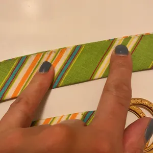 Vintage Y2K Ralph Ralph Lauren green striped linen double ring belt, size large thumbnail 6