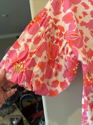 Avara Payton Top Pink Floral Puff-Sleeve Cotton thumbnail 5
