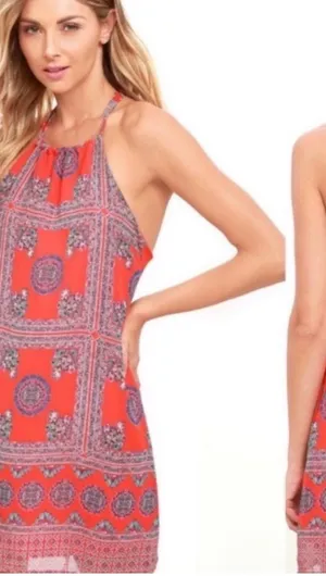 Lulus social philosophy paisley print halter dress thumbnail 1