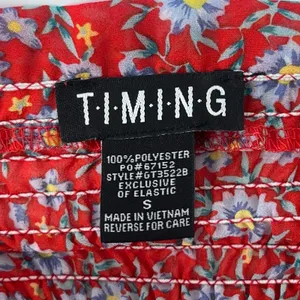 TIMING Cropped Shirred Tank‎ Top Red Floral Size Small thumbnail 4