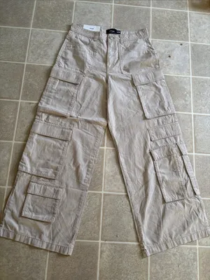 refuge Beige Wide-Leg Cargo Joggers thumbnail 1