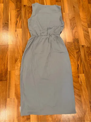 HALARA Sleeveless Draped Midi Dress in Dusty Blue thumbnail 11