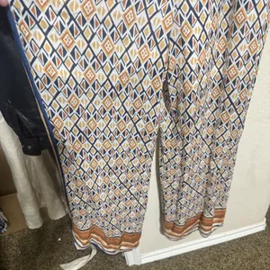 Forever 21‎ Wide Leg Jumpsuit Halter Top Geometric Pattern Boho 70s Retro Sz M thumbnail 5