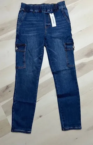 Juicy Couture NWT Size 27 Denim Utility Cargo Pull On Elastic Waist Jeans Pants thumbnail 1