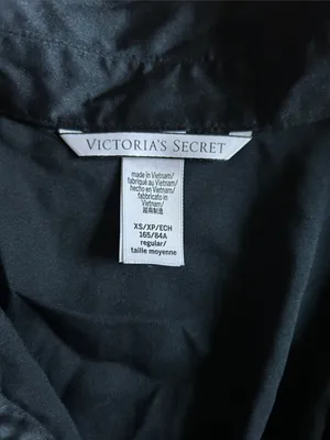 Victoria's Secret Black Satin Pajama Top with White Piping thumbnail 2