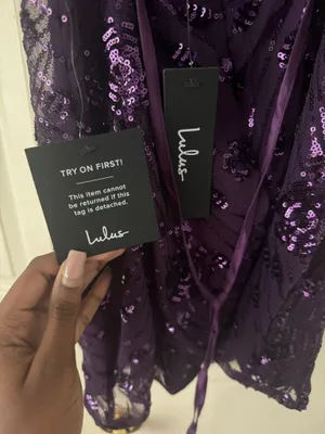 Purple lulus lace up sequin dress hoco thumbnail 4