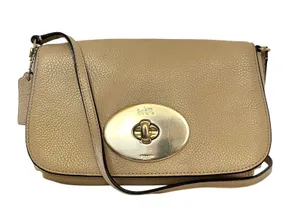 Coach Liv Turnlock Crossbody Pouch Bag In Nude Beige Pebbled Leather #F52896 thumbnail 1