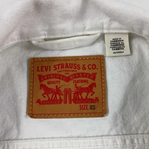 Levi Strauss & Co. Jacket Womens XS White Denim Trucker Button Front Casual thumbnail 3