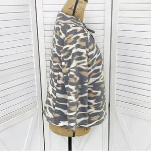 East 5th Animal‎ Leopard Print Ponte Knit Crop Blazer Jacket White Tan Medium thumbnail 3