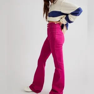 We The Free Jayde Super High Rise Flare Jeans Retro Inspired Raspberry Size 31 thumbnail 12
